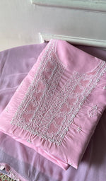 Load image into Gallery viewer, Women's Lakhnavi Handcrafted Cotton Unstitched Chikankari Suit Material - HONC0379159
