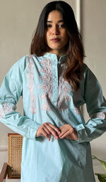 将图像加载到图库查看器中, Enayat Women's Lakhnavi Handcrafted Cotton Chikankari Oversized Kurta And Pant Set - HONC0297439