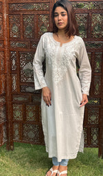将图像加载到图库查看器中, Shab Women's Lucknowi Handcrafted Cotton Chikankari Kurti - HONC0202463