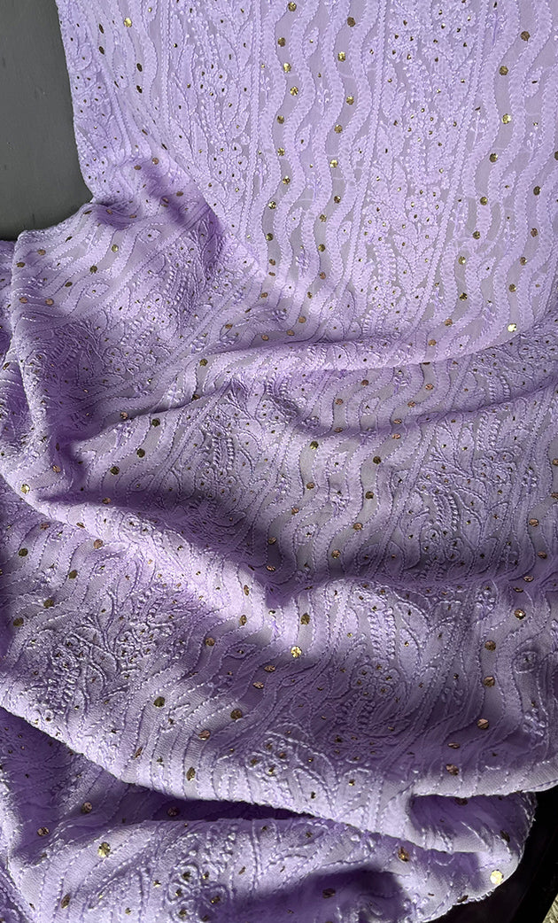 Women's Lakhnavi Handcrafted Viscose Georgette Chikankari Kurti Fabric - HONC0207167