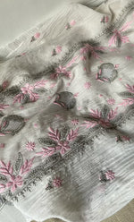 将图像加载到图库查看器中, Women's Lakhnavi Handcrafted Mul Chanderi Semi - stitched Kurta And Dupatta Set- HONC0314869