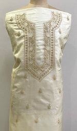 Load image into Gallery viewer, Lucknowi Handcrafted Chanderi Silk Chikankari Unstitched Men's Kurta Fabric - HONC0186276