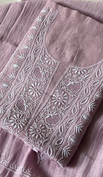 Load image into Gallery viewer, Nushrat Women's Lakhnavi Handcrafted Mul Chanderi Unstitched Kurta And Dupatta Set - HONC0247976