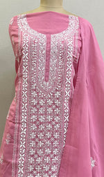 Load image into Gallery viewer, Chavi Women's Lakhnavi Handcrafted Cotton Chikankari Kurta And Dupatta Set- HONC0212208