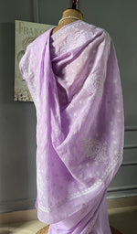 Load image into Gallery viewer, Fairoz Women's Lakhnavi Handcrafted Cotton Chikankari Saree - HONC0311930