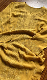 将图像加载到图库查看器中, Umnaaz Women's Lakhnavi Handcrafted Viscose Georgette Chikankari Kurti- HONC0301078