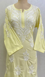 Load image into Gallery viewer, Aarzu Women's Lucknowi Handcrafted Cotton Chikankari Kurti- HONC0138278