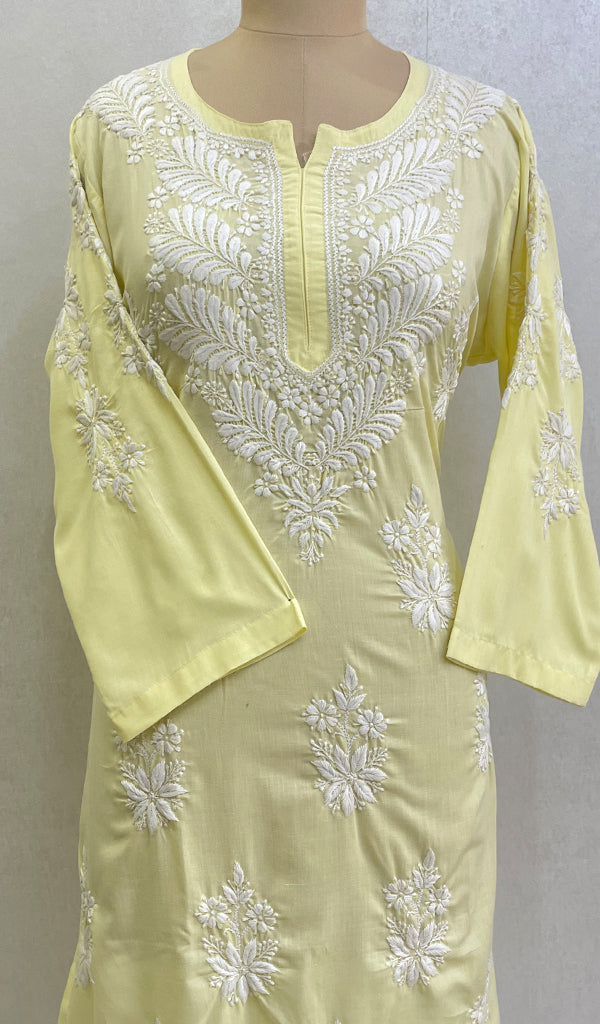 Aarzu Women's Lucknowi Handcrafted Cotton Chikankari Kurti- HONC0138278