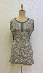 将图像加载到图库查看器中, Anisha Women's Lucknowi Handcrafted Faux-Georgette Chikankari Top- HONC0140436