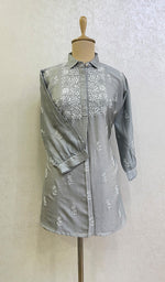 Load image into Gallery viewer, Shamina Women's Lakhnavi Handcrafted Chanderi Silk Chikankari Top - HONC0166358