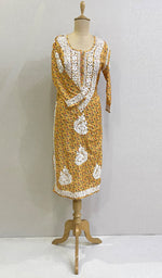 Load image into Gallery viewer, Yellow Women's Lucknowi Handcrafted Cotton Chikankari Kurti
