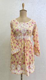 Load image into Gallery viewer, Rehnuma Women's Lakhnavi Handcrafted Printed Mulmul Cotton Chikankari Top - HONC0162237