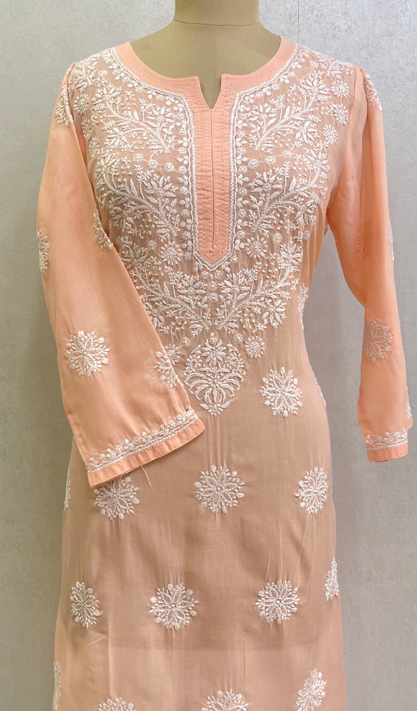 Rubina Women's Lucknowi Handcrafted Cotton Chikankari Kurti-HONC0161124