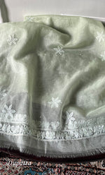 Load image into Gallery viewer, Women's Lakhnavi Handcrafted Organza Chikankari Unstitched Full Suit Material - HONC0258373