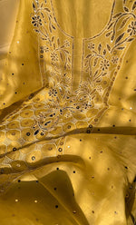 将图像加载到图库查看器中, Women's Lakhnavi Handcrafted Pure Organza Chikankari Unstitched Kurta And Dupatta Set- HONC0304473