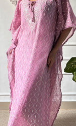 Load image into Gallery viewer, Rabia Women's Lucknowi Handcrafted Mul chanderi Chikankari Kaftan - HONC0326232