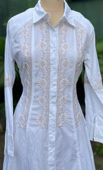 Load image into Gallery viewer, Niyat Women's Lucknowi Handcrafted Cotton Chikankari Long Dress - HONC0303725