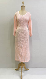 Load image into Gallery viewer, Women's Lakhnavi Handcrafted Viscose Georgette Chikankari Kurti- HONC0170652