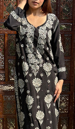 Load image into Gallery viewer, Asma Women's Lucknowi Handcrafted Crepe Chikankari Kurti- HONC0249476
