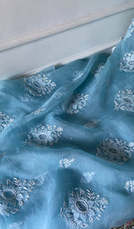 Load image into Gallery viewer, Women's Lakhnavi Handcrafted Pure Organza Chikankari Unstitched Kurta And Dupatta Set- HONC0351154