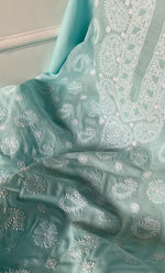 将图像加载到图库查看器中, Women's Lakhnavi Handcrafted Cotton Chikankari Unstitched Kurti Fabric - HONC0318474