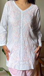将图像加载到图库查看器中, Women's Lakhnavi Handcrafted  Modal Cotton Chikankari Kurta And Pant Set -  HONC0283383