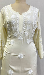 Load image into Gallery viewer, Women's Lucknowi Handcrafted Modal Cotton Chikankari Kurti - HONC0212074