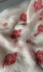 Load image into Gallery viewer, Women's Lakhnavi Handcrafted Pure Organza Chikankari Unstitched Kurta And Dupatta Set- HONC0310179