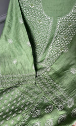 Load image into Gallery viewer, Women's Lakhnavi Handcrafted Munga Silk Chikankari Unstitched Kurti Fabric - HONC0270478