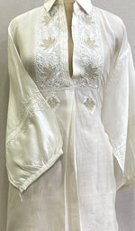 Load image into Gallery viewer, Fiza Women's Lakhnavi Handcrafted Chanderi Silk Semi- Stiched Chikankari Top - HONC0185366