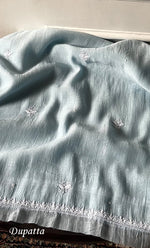 将图像加载到图库查看器中, Women's Lakhnavi Handcrafted Unstitched Mul Chanderi Kurta And Dupatta Set - HONC0329030