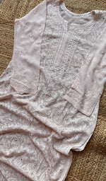 将图像加载到图库查看器中, Women's Lakhnavi Handcrafted Viscose Georgette Chikankari Kurti- HONC0221791