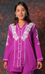 Load image into Gallery viewer, khayal Women's Lakhnavi Handcrafted Cotton Chikankari Kurti And Plazzo Set - HONC0323928