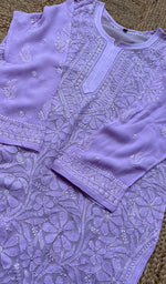 将图像加载到图库查看器中, Women's Lakhnavi Handcrafted Viscose Georgette Chikankari Kurti- HONC0276128