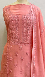 Load image into Gallery viewer, Women's Lakhnavi Handcrafted Chanderi Silk Chikankari Full Suit Material - NC073027