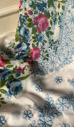 将图像加载到图库查看器中, Women's Lakhnavi Handcrafted Cotton Chikankari Unstitched Kurti Fabric - HONC0284337