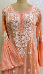 Load image into Gallery viewer, Fariah Women's Lucknowi Handcrafted Mul Chanderi Chikankari Kurti - HONC0160044