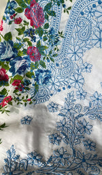 将图像加载到图库查看器中, Women's Lakhnavi Handcrafted Cotton Chikankari Unstitched Kurti Fabric - HONC0284319