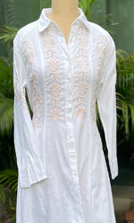 将图像加载到图库查看器中, Niyat Women's Lucknowi Handcrafted Cotton Chikankari Long Dress - HONC0303761