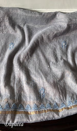 Load image into Gallery viewer, Women's Lakhnavi Handcrafted Mul Chanderi Unstitched Chikankari Full Suit- HONC0354632