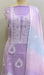 将图像加载到图库查看器中, Women's Lakhnavi Handcrafted Mul Chanderi Kurta And Dupatta Set- HONC0177722