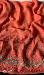 Load image into Gallery viewer, Women's Lakhnavi Handcrafted Pure Silk Georgette Chikankari Suit Material - HONC0270820