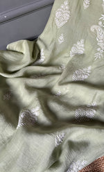 Load image into Gallery viewer, Women's Lakhnavi Handcrafted Mul Chanderi Unstitched Kurta And Dupatta Set - HONC0284727