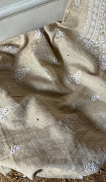 将图像加载到图库查看器中, Women's Lakhnavi Handcrafted Tissue Chanderi Unstitched Kurta And Dupatta Set - HONC0282347