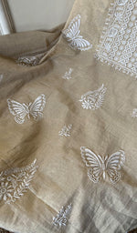 将图像加载到图库查看器中, Women's Lakhnavi Handcrafted Tissue Chanderi Chikankari Kutra Dupatta Set - HONC0278158