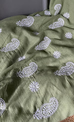 Load image into Gallery viewer, Alishba Women's Lucknowi Handcrafted Kota Cotton Chikankari Unstitched Kurta And Dupatta Set - HONC0312652