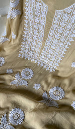 将图像加载到图库查看器中, Simran Women's Lakhnavi Handcrafted Modal Cotton Chikankari Unstitched Kurti Fabric - HONC0261064