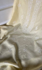 将图像加载到图库查看器中, Lucknowi Handcrafted Maheshwari Mul chanderi Chikankari Unstitched Unisex Kurta Fabric - HONC0307159