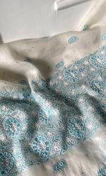 Load image into Gallery viewer, Women's Lakhnavi Handcrafted Pure Organza Chikankari Unstitched Kurta And Dupatta Set- HONC0321293