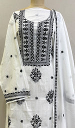Load image into Gallery viewer, Women&#39;s Lakhnavi Handcrafted Mul Cotton Semi Stitched Kurta And Dupatta Set- HONC0208218
